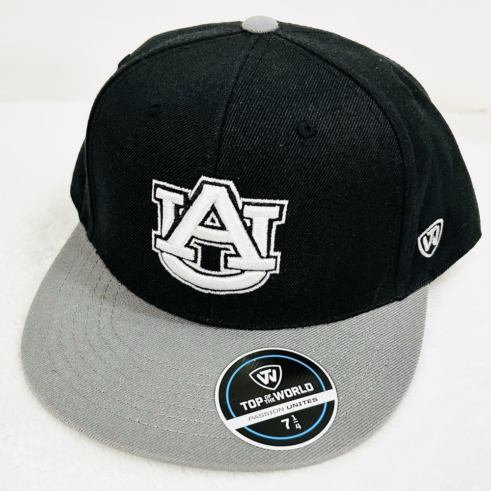 Auburn Tigers Top of the World Wool 2-Tone Fitted Hat Cap 7 1/4 Black NCAA